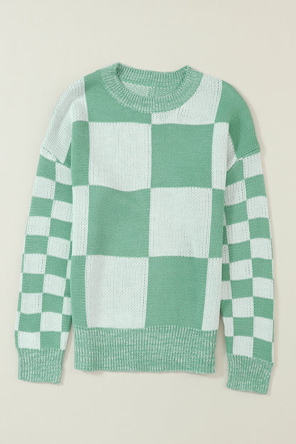 Mint Green Sweater met een stijlen en schoudertassen