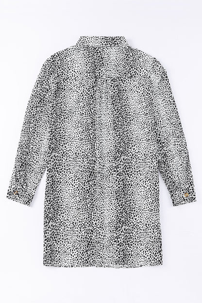 Langärmeliges hemdkleid mit leopardenmotiv