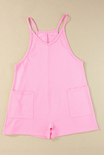 Roze mouwloze trui werd gestuurd met een v-neck en tassen