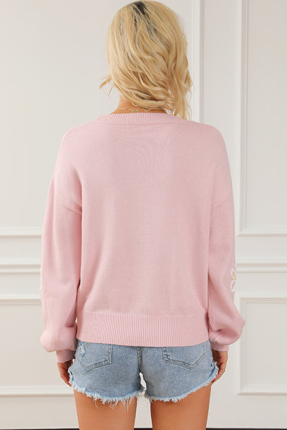 Rosa Chenille Daisy Stitching Circular Halsline Sweater