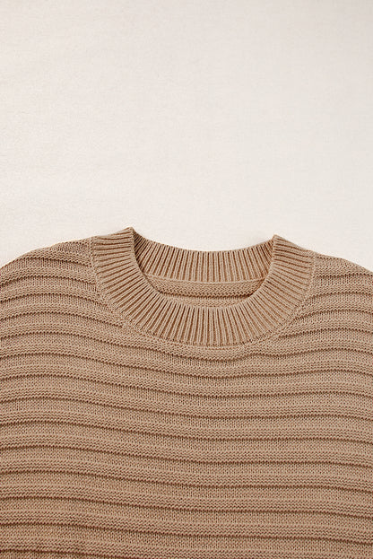 Helles french beige rippstrickpullover mit weiten ärmeln t shirt