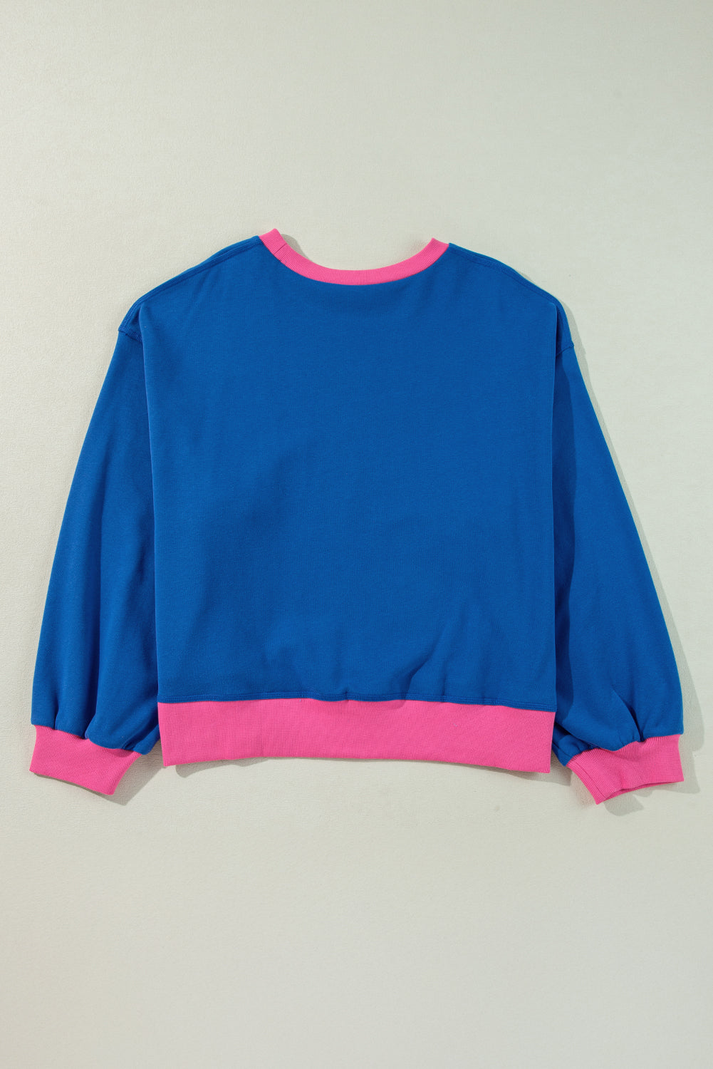 Himmelblau farbe block rand ballon ärmel plus größe pullover