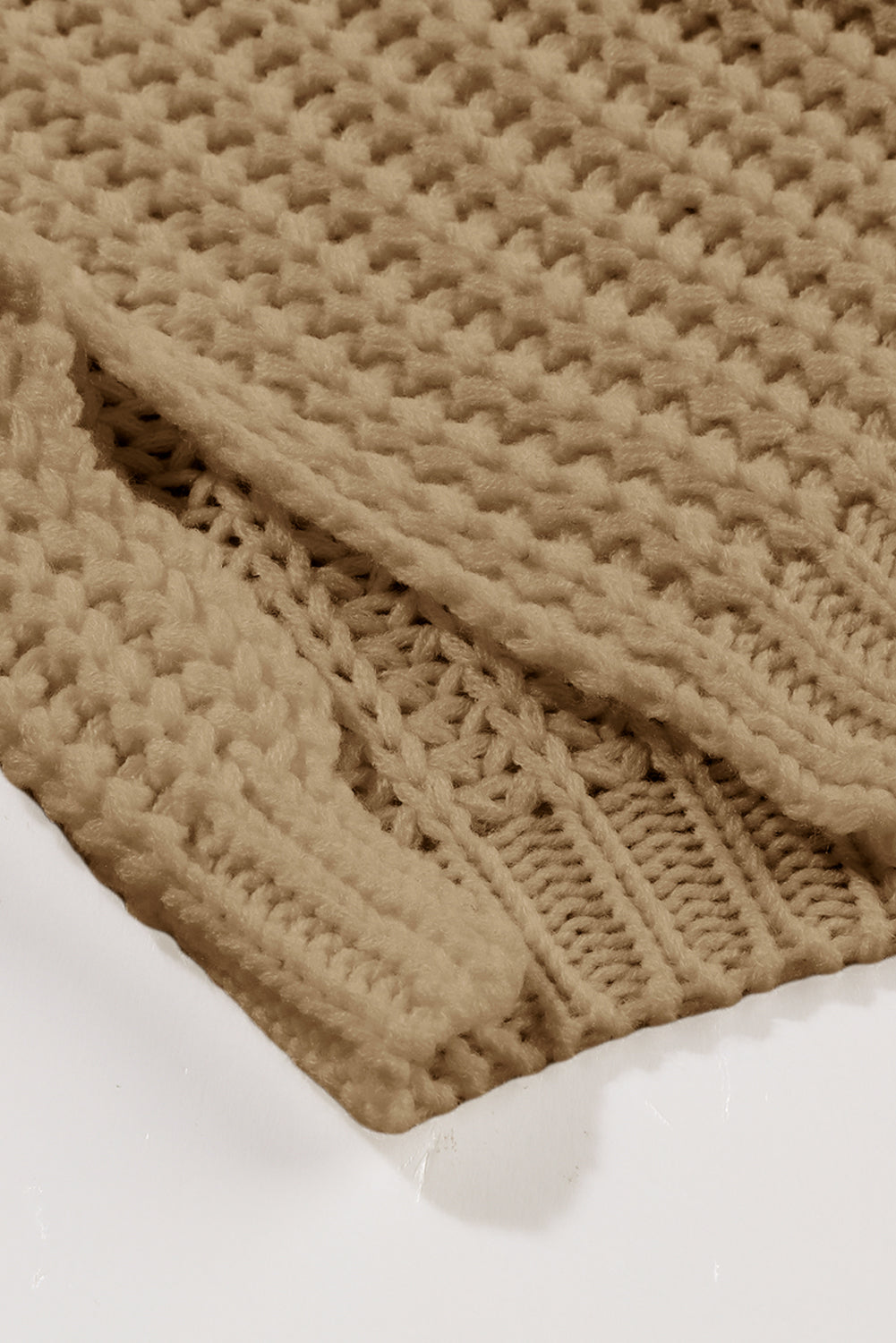 Khaki rippenstrick rundhalsausschnitt slouchy chunky pullover