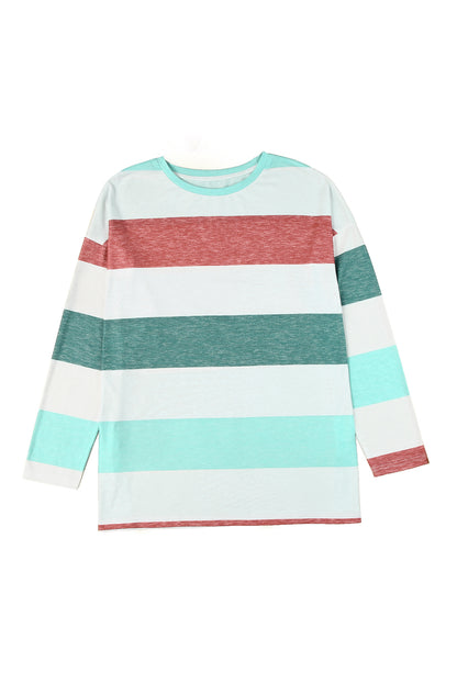 Grünes plus size colorblock pullover top