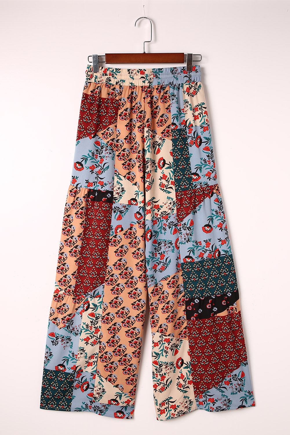 Multi -colored Boho Patchwork Print DrawString brede broek botten