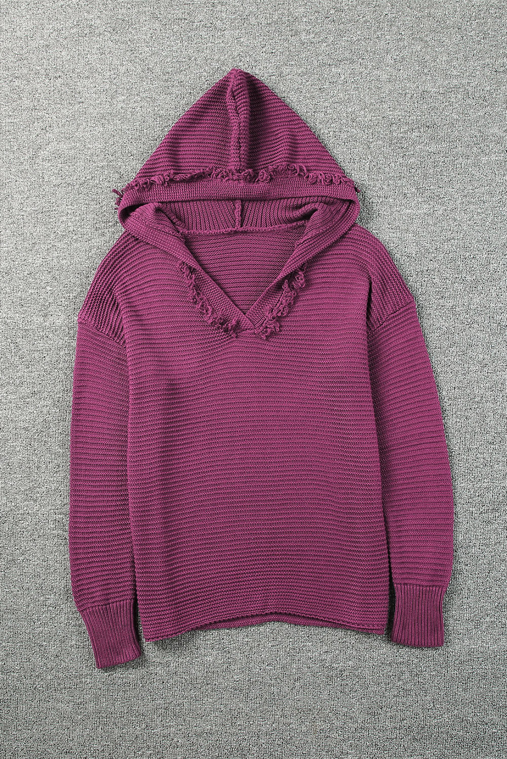 Hooded sweater met een v-hals en geribbelde schoudergebied