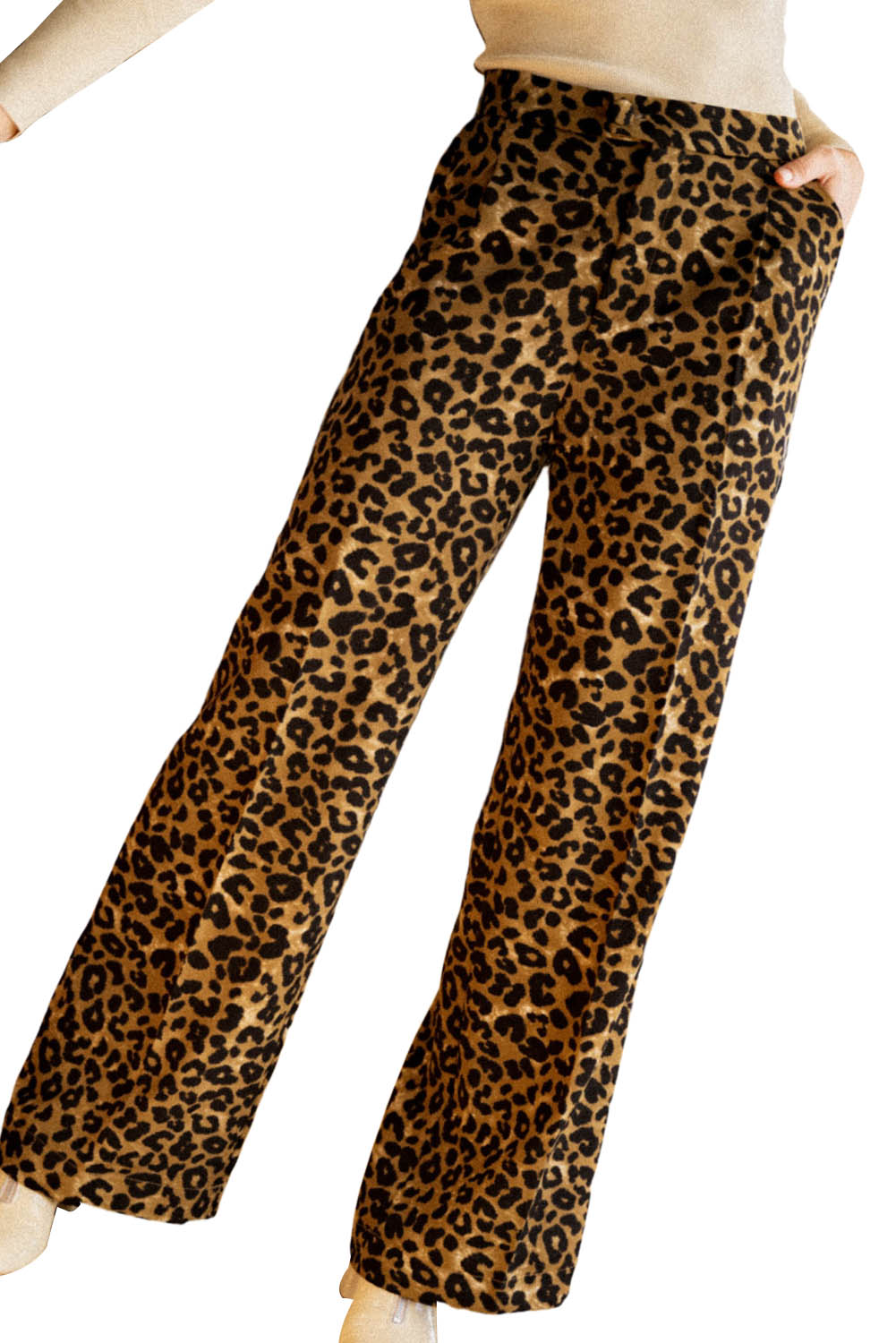 Weite hose mit leoparden-tiermuster