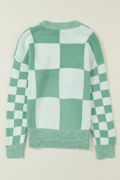 Mint Green Sweater met een stijlen en schoudertassen