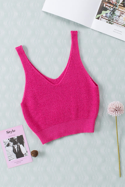 Rose cropped woolen knit vest