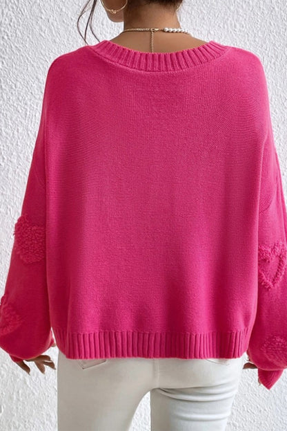 Rose Red, Pearl Decorated Sweater met een V-Neck en Fluffy Heart