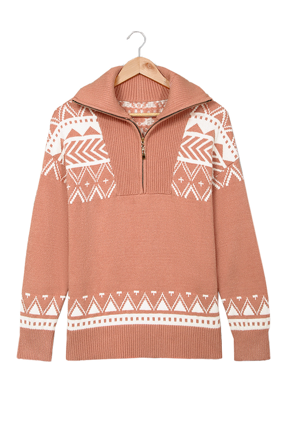 Rosa geometry knit quarter zip pullover