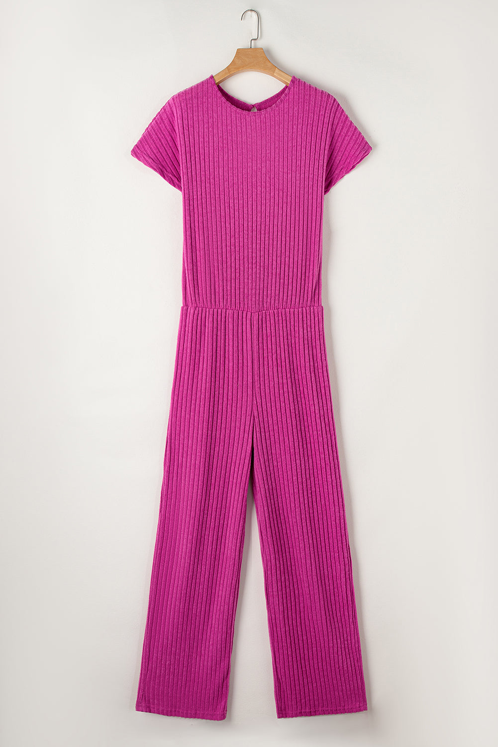 Roze rood vol -tone kleurribben kort -zoves wide been jumpsuit