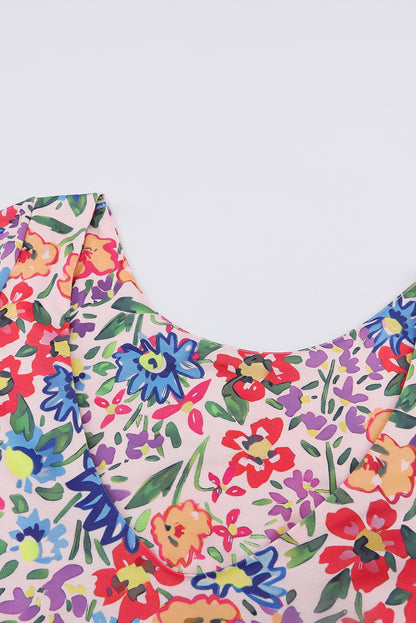 Mehrfarbig-lang-kurze-ärmel-kleid-mit-blumen-print-für-den-urlaub