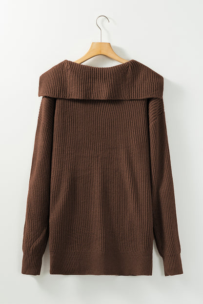 Brown chunky knit reverskragen knopfleiste cardigan