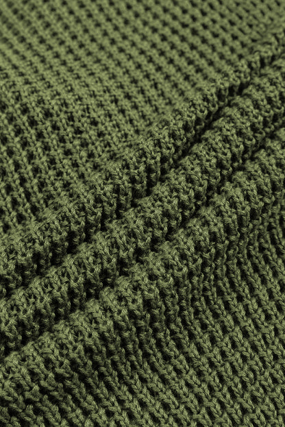 Pickle grüner pointelle strickpullover mit v-ausschnitt und tropfenschulter