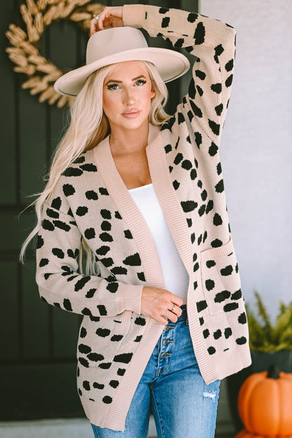 Leopard Animal Stain Patroon Cardigan met een open voorkant