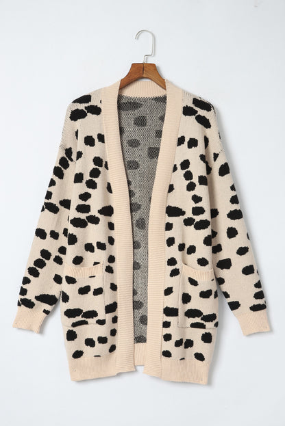 Leopard Animal Stain Patroon Cardigan met een open voorkant