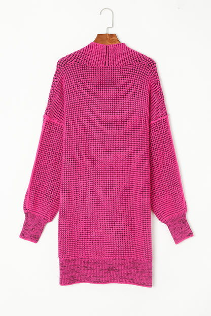 Rosa karierte strickjacke mit offener vorderseite