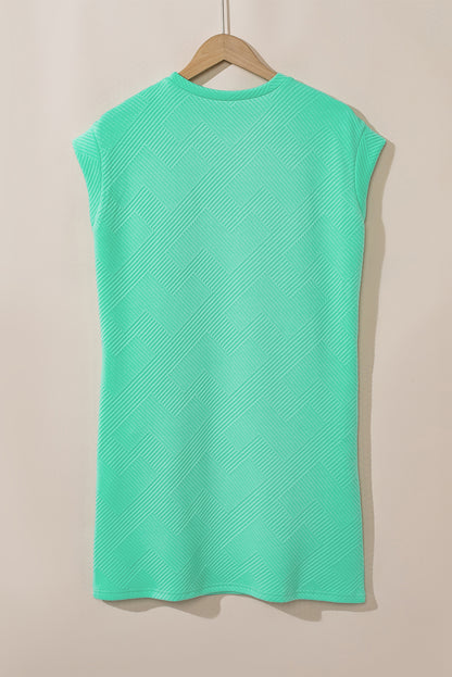 Mint groen gestructureerde t-shirtjurk met lange mouwen