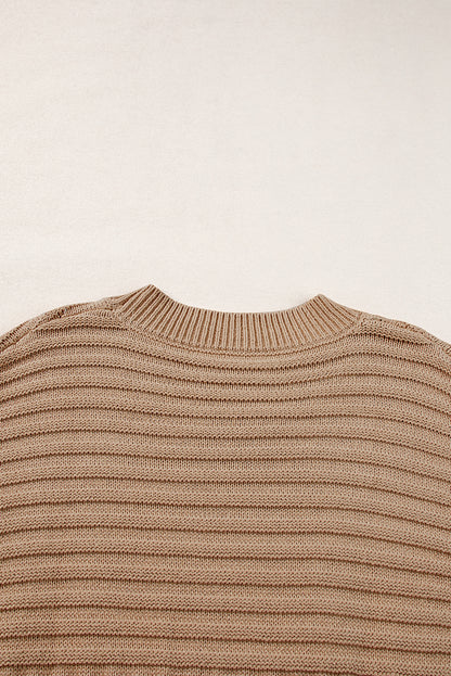 Helles french beige rippstrickpullover mit weiten ärmeln t shirt