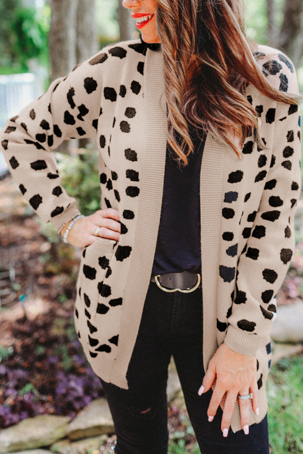 Leopard Animal Stain Patroon Cardigan met een open voorkant