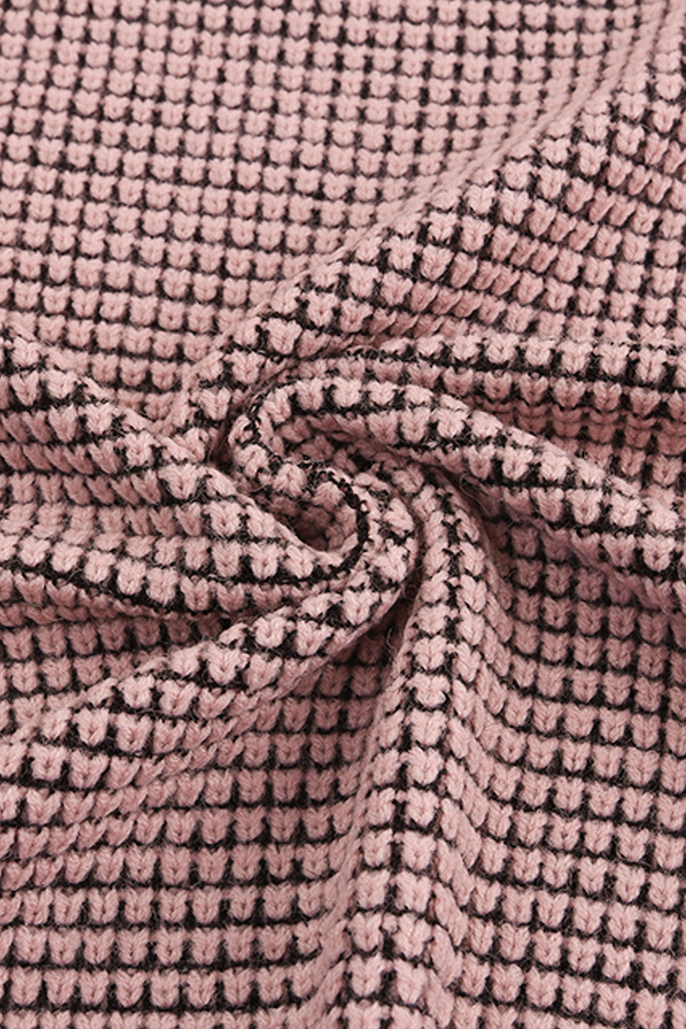 Rosa karierter strickcardigan mit offener vorderseite