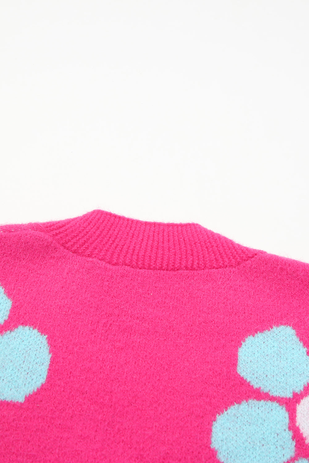 Erdbeere rosa blumendruck knopfleiste strickjacke