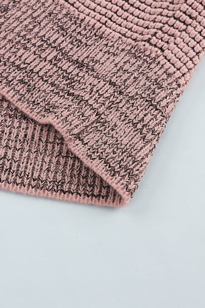 Rosa karierter strickcardigan mit offener vorderseite