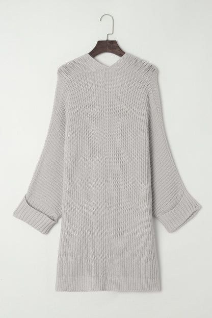 Grijze oversized trui met geconverteerde mouwen Cardigan