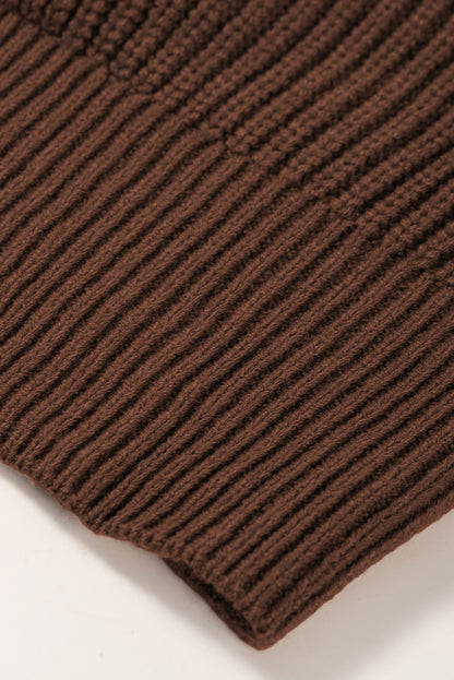 Brown chunky knit reverskragen knopfleiste cardigan